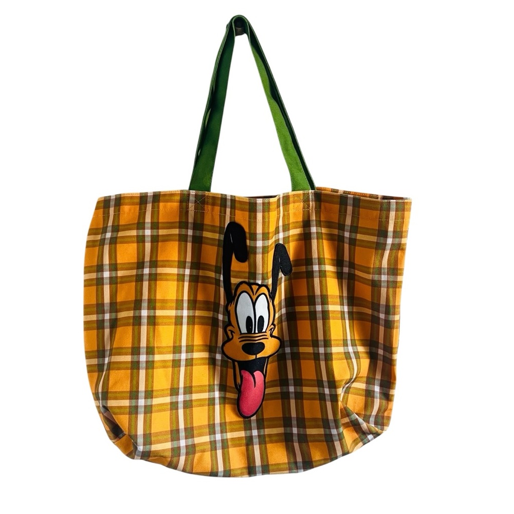DISNEY Pluto 95th Anniversary Plaid Canvas Tote Bag